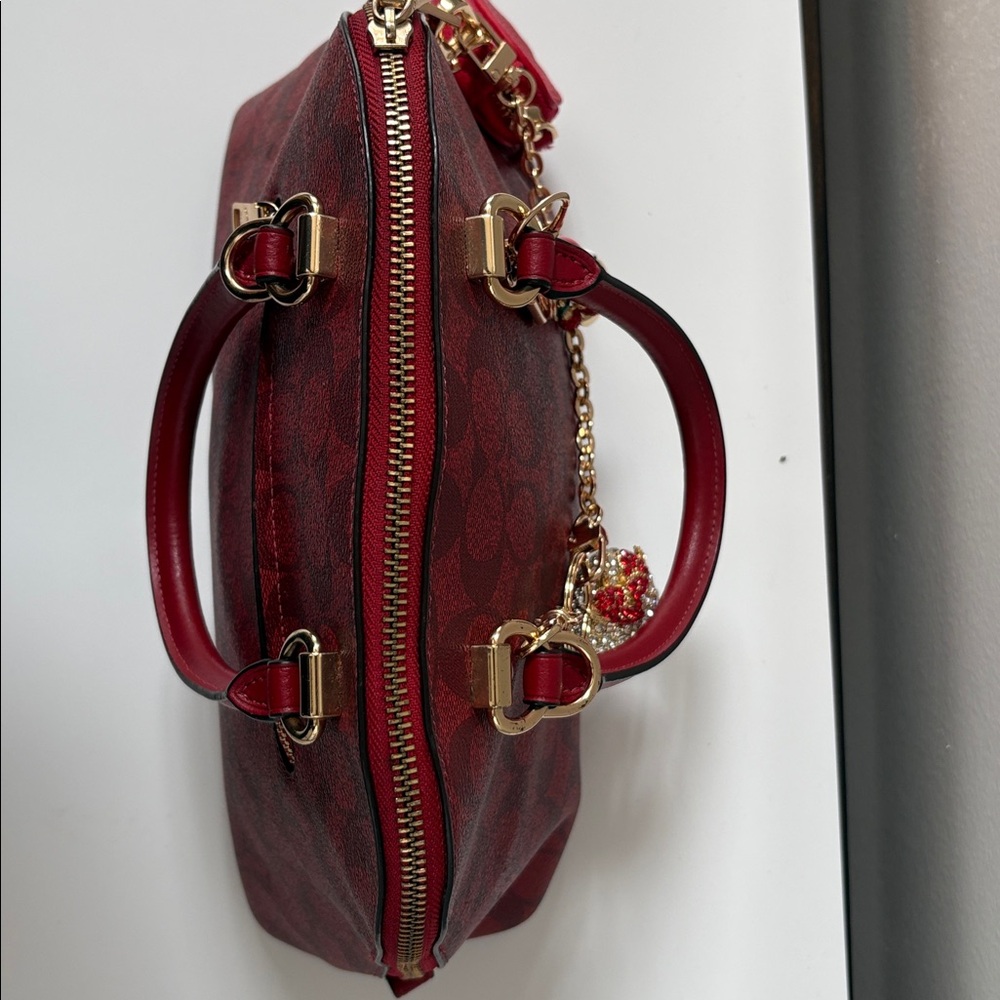 Coach Red Satchel with Gold Details - Picture 5 of 8